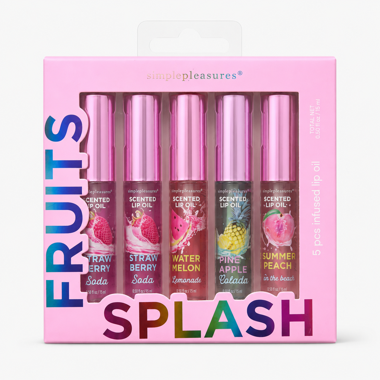 Simple Pleasures Fruits Splash Scented Lip Oil Set (5 Pieces)