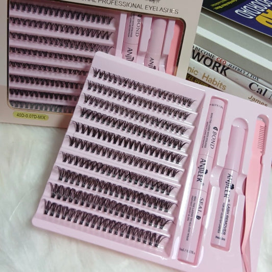 Professional Cluster Eyelashes Kit – Natural Volume Lash Extensions with Applicator Set