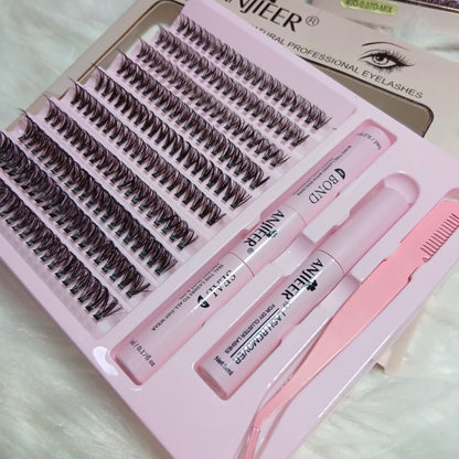 Professional Cluster Eyelashes Kit – Natural Volume Lash Extensions with Applicator Set